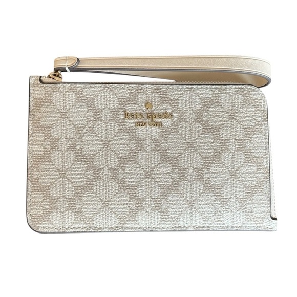 kate spade Handbags - Kate Spade Lucy Spade Flower Small Card Holder Wristlet Cream Beige NWOT